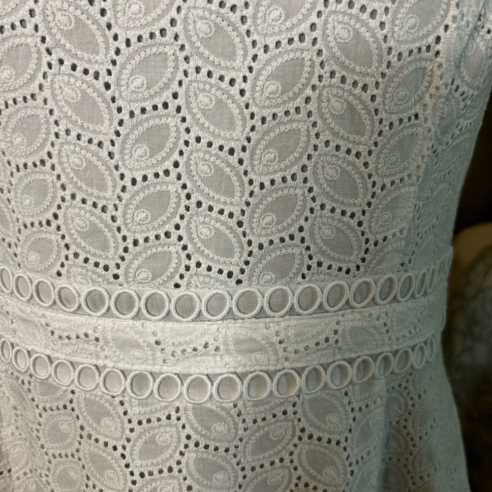Calvin Klein White Eyelet A Line Dress. Size 12. NWOTGS. - Picture 7 of 12